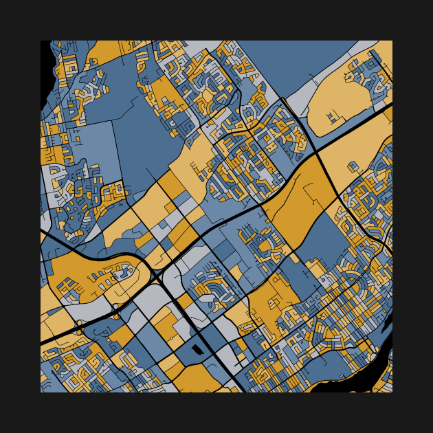 Laval Map Pattern in Blue & Gold by PatternMaps