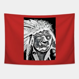Native Chief- Black & White Tapestry