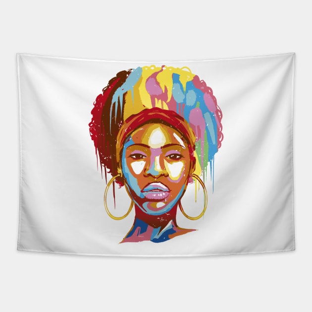 Black Woman Colors Fade t shirt P Tapestry by LindenDesigns