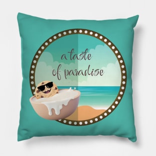 A Taste of Paradise - Cookie Sunbathing in Milk on the Beach Pillow