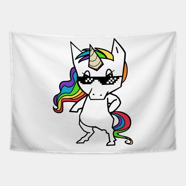 thug Unicorn Tapestry by Zefkiel