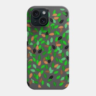 Green, black and brown leaves pattern Phone Case