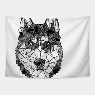 Geometric Sketchy Husky Dog Tapestry