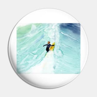 Surfing the Wave Yupo Painting Pin