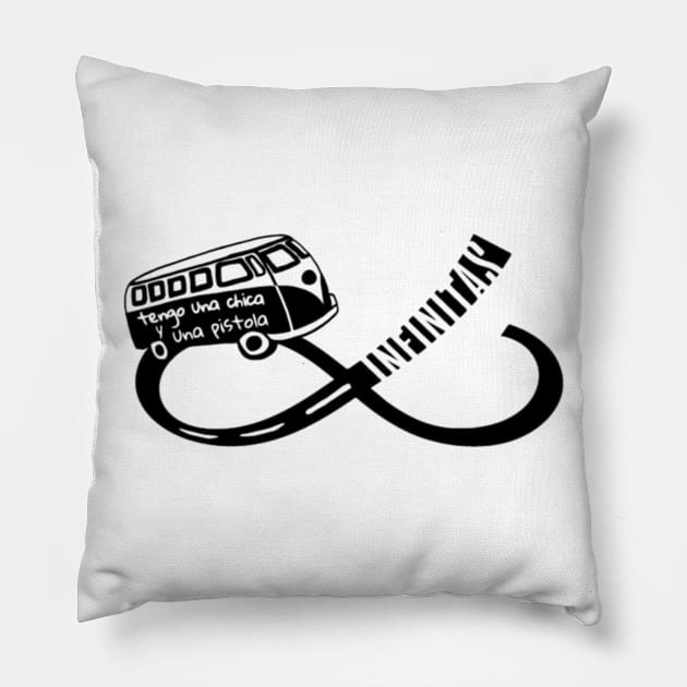 infinite roads woman suspenders Pillow by insightfair