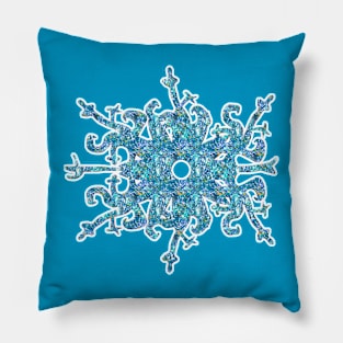 Blue Ice Snowflake Pillow