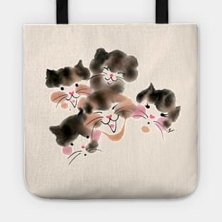 Five color cats head Tote