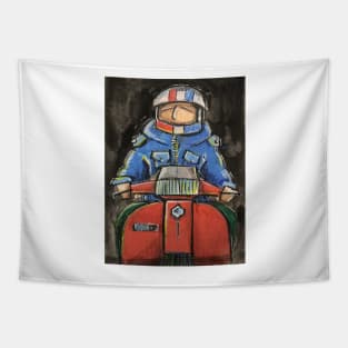 Retro Scooter, Classic Scooter, Scooterist, Scootering, Scooter Rider, Mod Art Tapestry