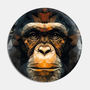Triangle Chimp - Abstract polygon animal face staring Pin