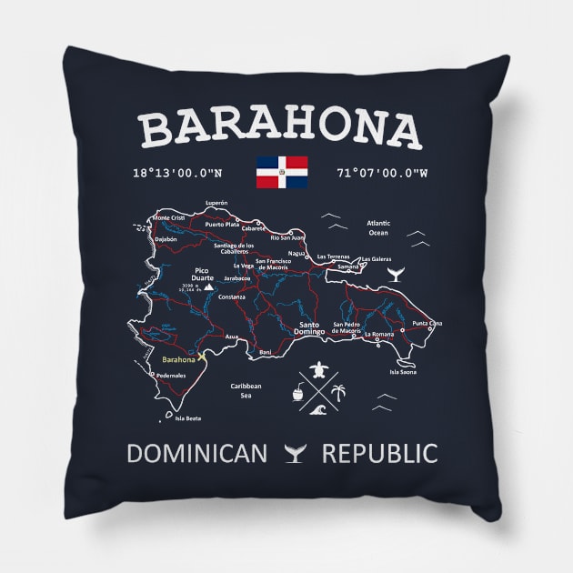 Barahona Dominican Republic Map Pillow by French Salsa