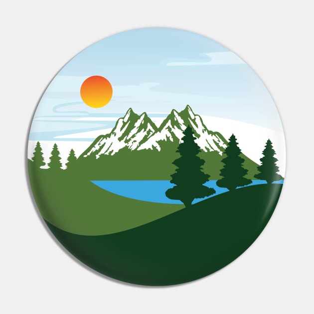 Mountains Circle Pin by Polahcrea