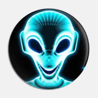 Neon Blue Alien Pin