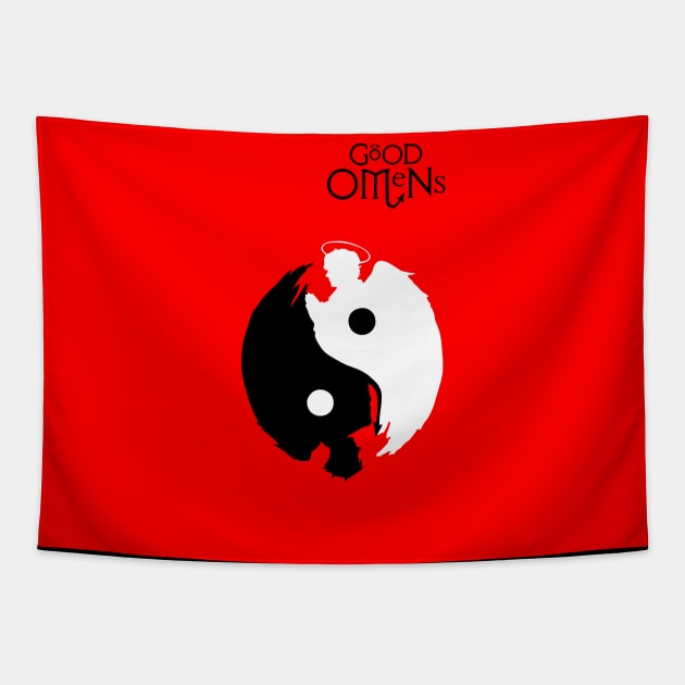 Good Omens Yin Yang Tapestry by Polos