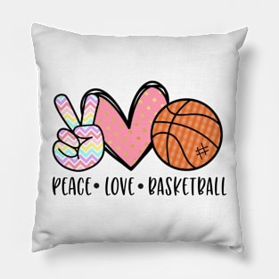 Peace Love Basketball Heart for Women Teens Tween Girls Pillow