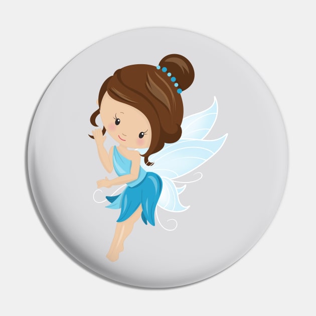 Cute Fairy, Magic Fairy, Forest Fairy, Brown Hair Pin by Jelena Dunčević