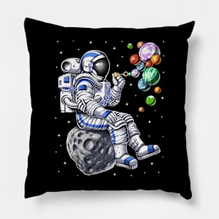 Astronaut Blowing Bubbles Pillow