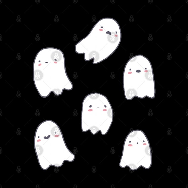 Cute spooky ghost illustration for Halloween by Yarafantasyart