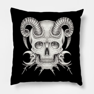 Surrealist art demon and nature skull head design. Pillow