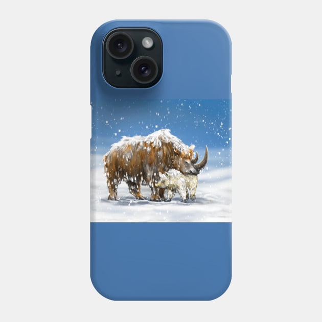 The Woolly Rhinoceros Coelodonta antiquitatis, Pleistocene Phone Case by Naturascopia