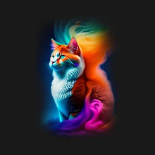 Galaxy Mystical Cat Coloful T-Shirt