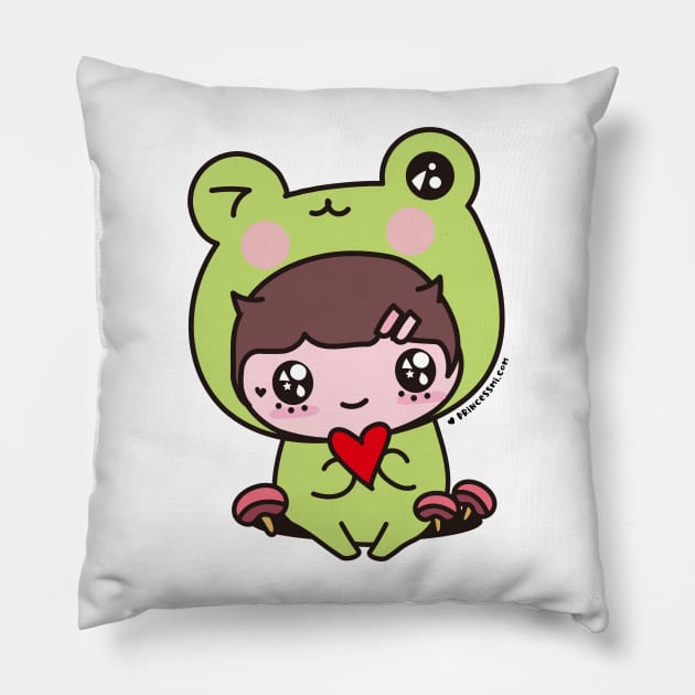 cute frog, cosplay frog, kawaii frog cartoon Pillow by princessmi-com