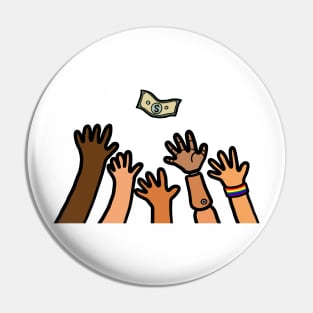 Hand out reaching dollar money. Wealth, success motivation concept. Pin