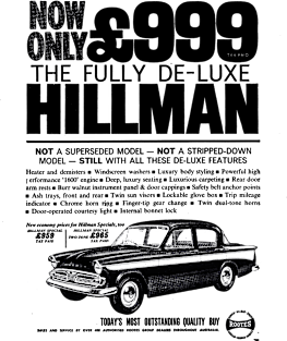 HILLMAN MINX - advert Kids T-Shirt by Throwback Motors