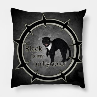 Funny cat, black ist my lucky color Pillow