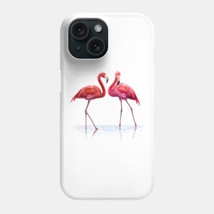 Image: Watercolor, Flamingoes in water Phone Case