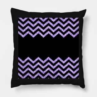 Black and Purple Glitter Chevron Design Pillow