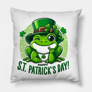 St Patricks Day Frog Face Saint Pattys Paddys Men Women Kids Pillow