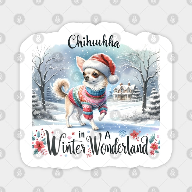 Chihuahua In A Winter Wonderland Magnet by  Big Foot Shirt Shop