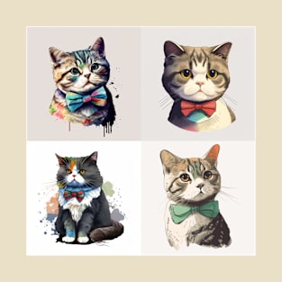 Four Cats, Cat brigade with bowtie! T-Shirt