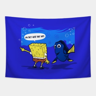 Cute Funny Underwater Creatures Adorable Fish Mashup Cartoons Tapestry