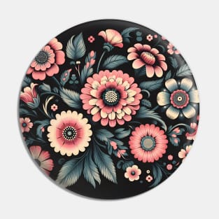 Pink Floral Illustration Pin