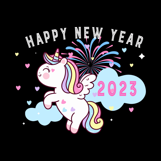 Cute Unicorn New Years Eve Party Supplies NYE 2023 Happy New Year by elillaa