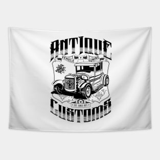 Hot Rod - Antique Customs (black) Tapestry