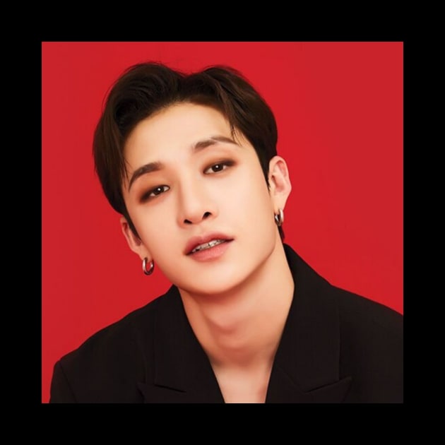 Kpop Stray Kids Bangchan Red Background by StarBunnyDesigns