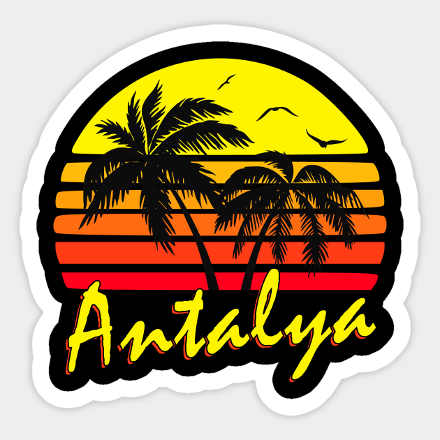 Antalya Retro Sunset Antalya Sticker Teepublic