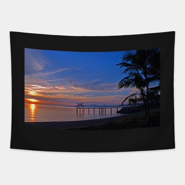 The Strand Jetty Sunrise Tapestry by pops