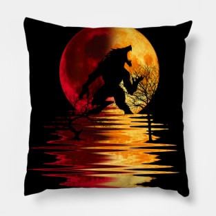 werewolf yellow red moon 1 Pillow