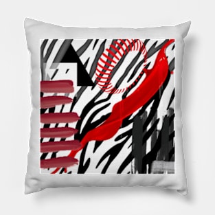 spinning red black white grey abstract geometric animal print Pillow