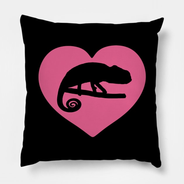 Pink Chameleon Heart for Chameleon Lovers Pillow by Mochi Merch