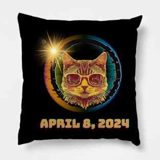 Solar Eclipse TShirt 2024 Cat Wearing Solar Eclipse Glasses Pillow