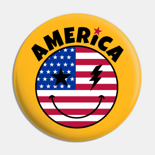 America Smiley Face Pin