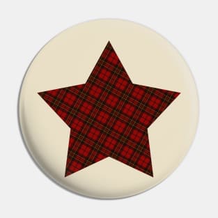 Cool Red Christmas tartan Star Pin