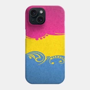 Fancy Swooped and Swirled Pansexual Pride Flag Background Phone Case