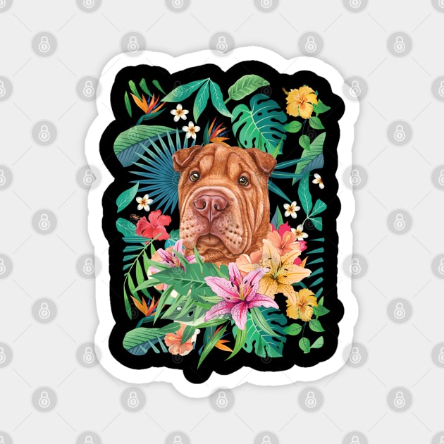 Tropical Red Shar Pei 1 Magnet by LulululuPainting