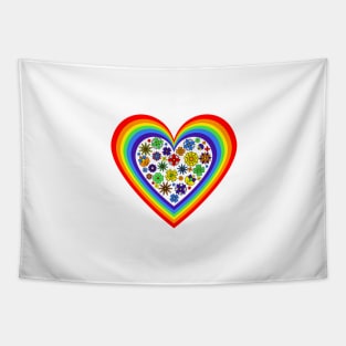 Rainbow Heart Tapestry