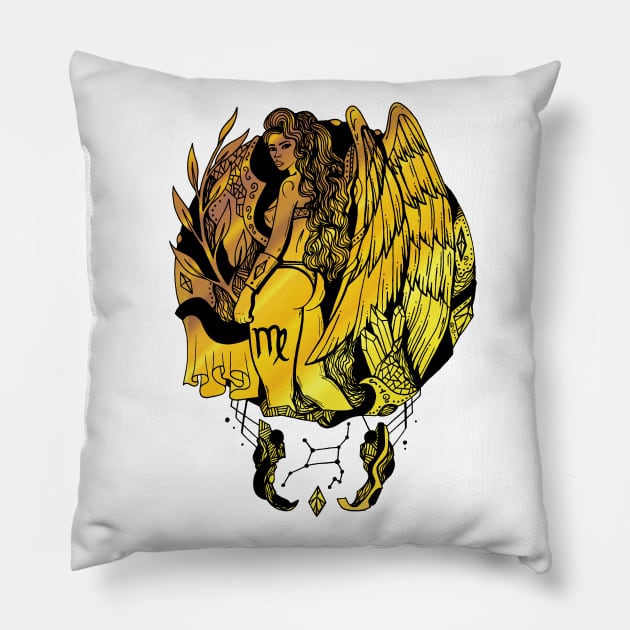 Gold Virgo Beauty Pillow by kenallouis